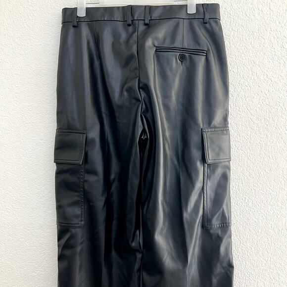 STELLA MCCARTNEY Women's M 42 Cargo Vegan Leather Wide Leg Luxury Pants Workwear - Picture 5 of 9